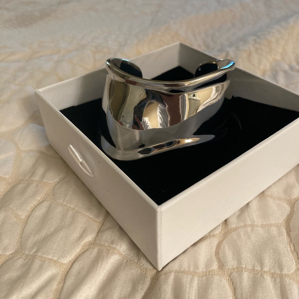 Silver bone cuff bracelet